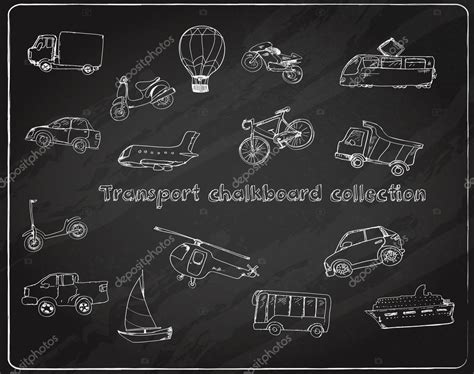 Transport Doodle Set Chalkboard Stock Vector Image By ©macrovector