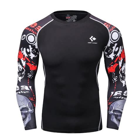 NEW Long Sleeve Skin Rash Guard Complete Graphic Compression Shirts