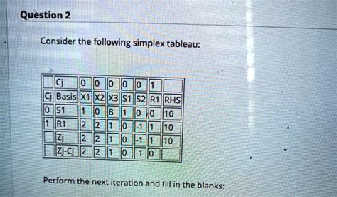 Solved Consider The Following Simplex Tableau Basis Is Iri Rilrks