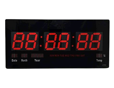 Digital Led Number Wall Clock With Date Temperature Display Jh