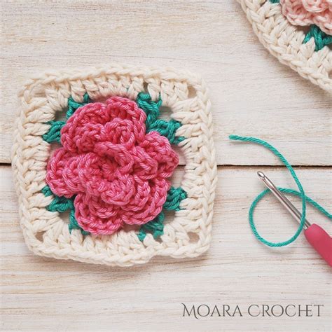 Crochet Rose Granny Square Free Pattern Moara Crochet