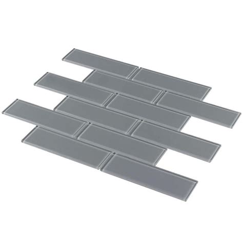 Glass Subway Tile Metropole Grey 2x6 Mineral Tiles