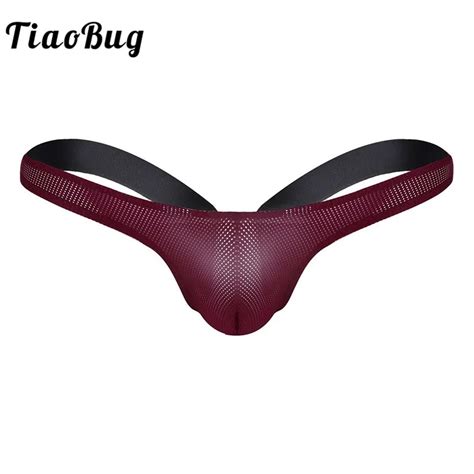 Tiaobug Men Swimsuit Bikini G String Thong Swimwear Stretchy Sexy Underwear Mesh Swimming