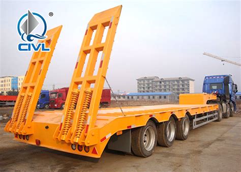 Tons Low Bed Semi Trailer Axles Flat Low Flatbed Trailer Manual