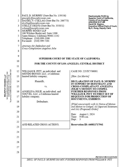 Decl Of Paul D Murphy Iso Mtc Further Responses From William B Pitt