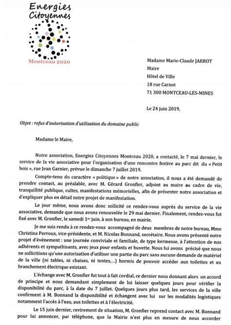 Lettre ouverte à Mme le Maire de Montceau Politique Montceau News