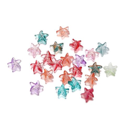 St Kunkka 20 10PCS 15mm Starfish Glass Beads Glass Transparent Star