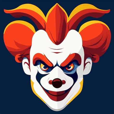 Premium Vector Creepy Clown Head Halloween Hand Drawn Flat Stylish