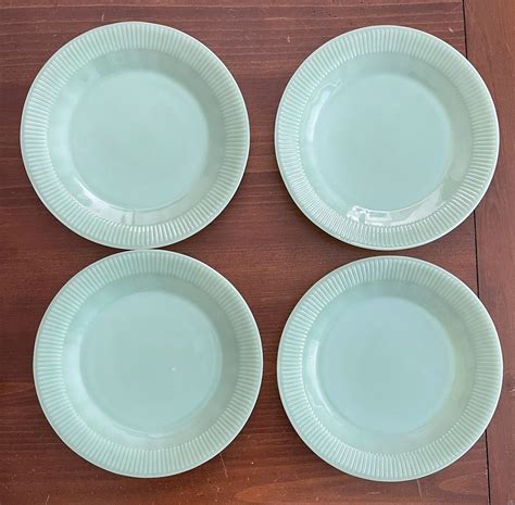 Fire King Jadeite Jane Ray 934 Dinner Plates Jadite Anchor Hocking Set Of 4 Antique Price