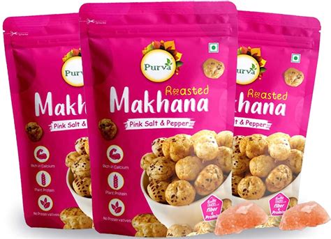 Purvas Crunchy Roasted Himalayan Pink Salt Makhana Non Fried Gluten