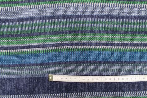 Tissu Maille Pull Rayé Bleu Vert de Qualité Tissu Au Mètre Alltissus