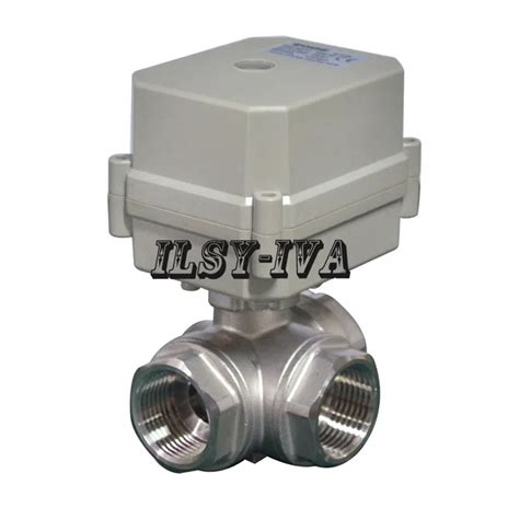 Dn15 3 Way Horizontal Tl Type Electric Actuator Ball Valvedc12v Stainless Steel Motorized