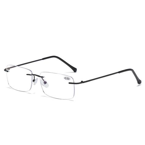 Bifocal Rimless Reading Glasses Blue Blocking Light Rimless Metal Business Readers