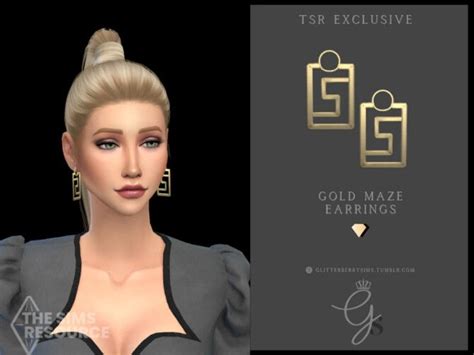 Gold Maze Earrings By Glitterberryfly At Tsr Sims Sims Earrings