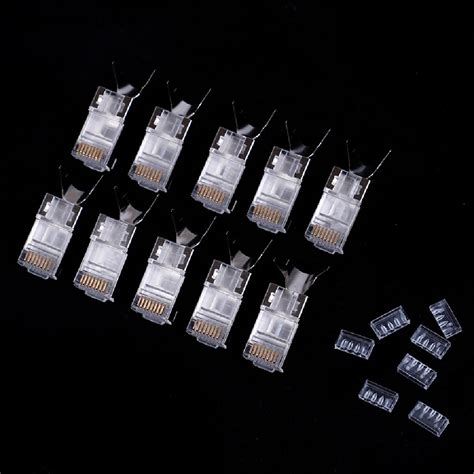 Hanprospsun 10Pcs Cat7 RJ45 Connector Cat 7 Crystal Plug Shielded FTP