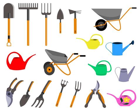 A Set Of Garden Tools Vector Art At Vecteezy