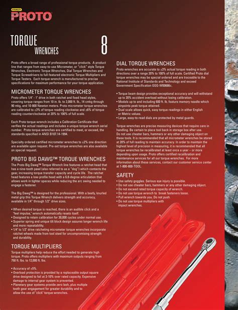 Pdf Stanley Proto Industrial Catalog Torque Wrenches Torques Pdf