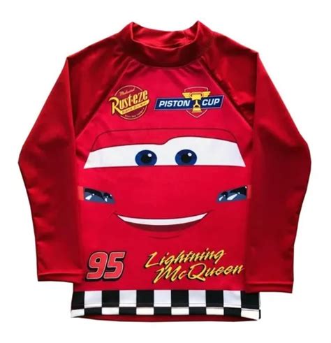 Remera Malla Uv Proteccion Solar Cars Rayo Mcqueen Ni O