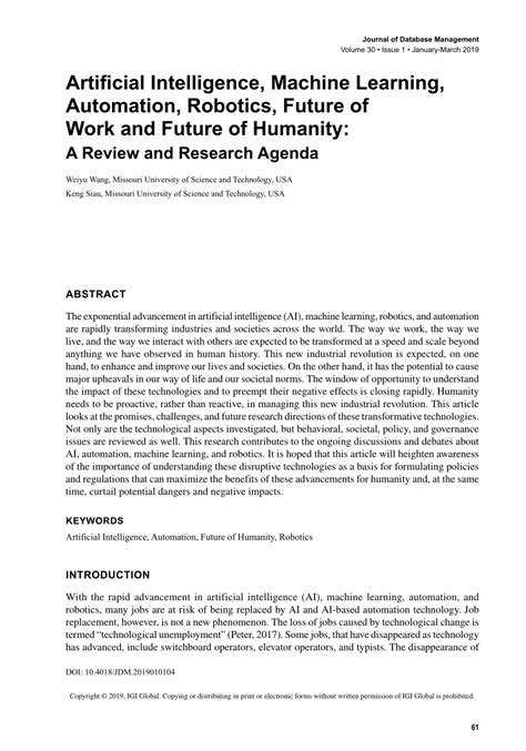 (PDF) Artificial Intelligence, Machine Learning, Automation, Robotics, Future of Work and Future ...