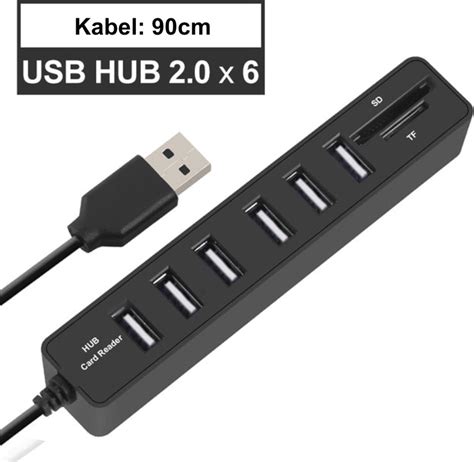 Easyidea USB 2 0 Hub USB Splitter Hub Voor Pc SD Kaart Lezer 6