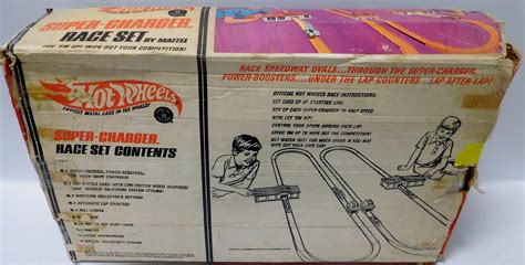 Lot Vintage 1969 Hot Wheels Super Charger Race Set By Mattel W Box 2 Redline Cars