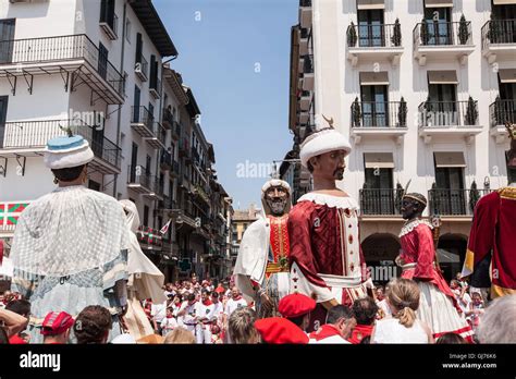 Famous Bull Running Through Streets Of Pamplonaspainjuly Festival