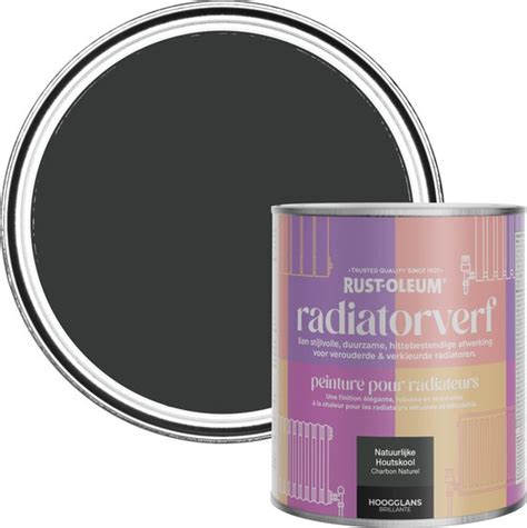 Rust Oleum Zwart Radiatorverf Hoogglans Natuurlijke Houtskool 750ml