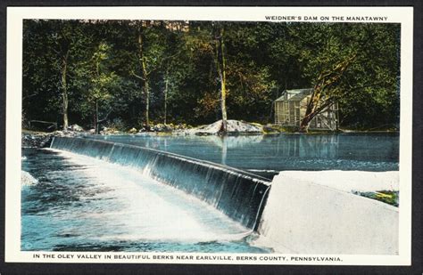 Earlville Pa Weidners Dam On Manatawny River 1920s 1930s Berks County