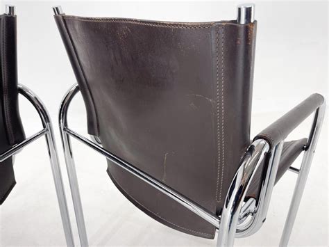 Vintage Leather And Chrome Lounge Chairs By Hans Eichenberger For