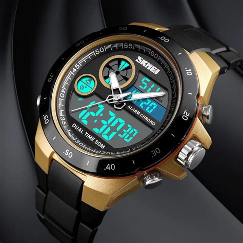 Skmei Men Sports Watches Count Down Waterproof Watch Pu Fashion Digital