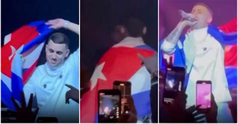 Lenier Mesa Sujeta Orgulloso Bandera Cubana Durante Concierto En Nebraska