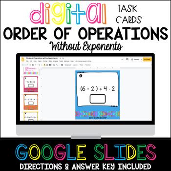 Order Of Operations Without Exponents Digital Task Cards Distance Learning