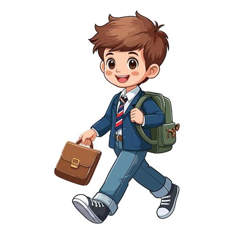 Un Ni O De Escuela Caminando Con Una Bolsa Hacia Adelante Ilustraci N