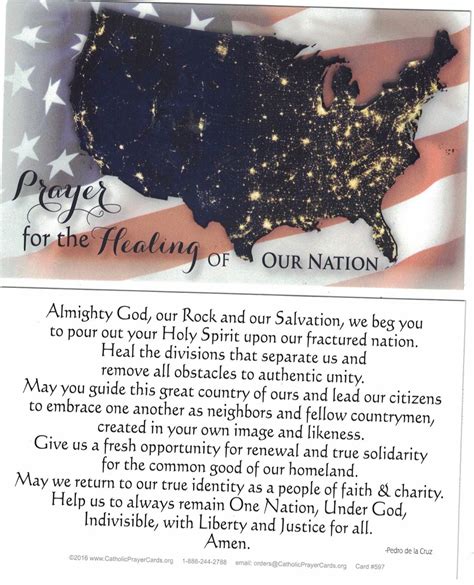 Prayer for Healing of the United States of America Prayer Card--Larger Type