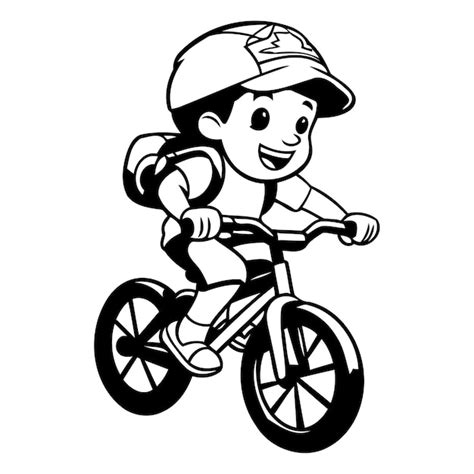 Premium Vector Boy Riding A Bike Vector Illustration Of A Boy On A