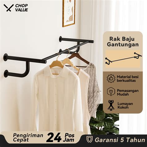 Jual Rak Gantung Dinding Baju Gantungan Baju Aesthetic Tempat Gantungan Tas Topi Multifungsi Rak