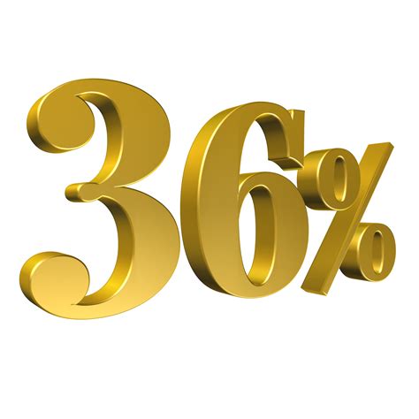 36 Percent Gold Number Thirty Six 3D Rendering 8506425 PNG