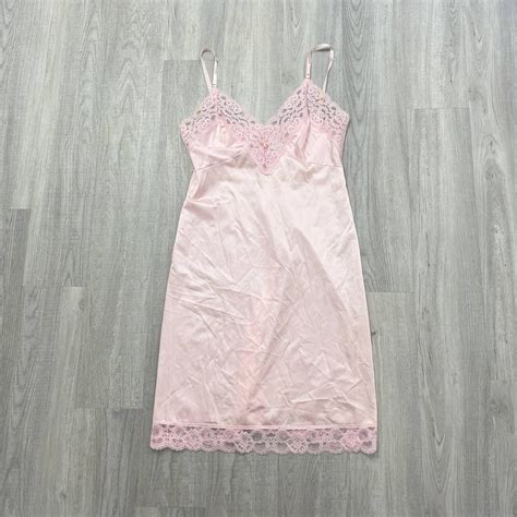 Vintage Vintage 80s Lingerie Pink Lace Top Nylon Lace Full Slip Grailed