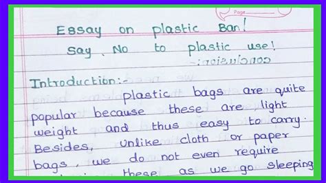 Essay On Plastic Ban Say No To Plastic Use Ll Jsj Jesy Education Youtube