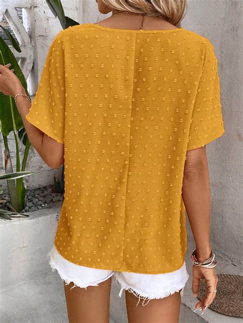 Shein Lune Swiss Dot Batwing Sleeve Blouse Shein Usa