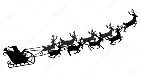 Premium Vector Santa Flying In A Sleigh With Reindeer Illustration