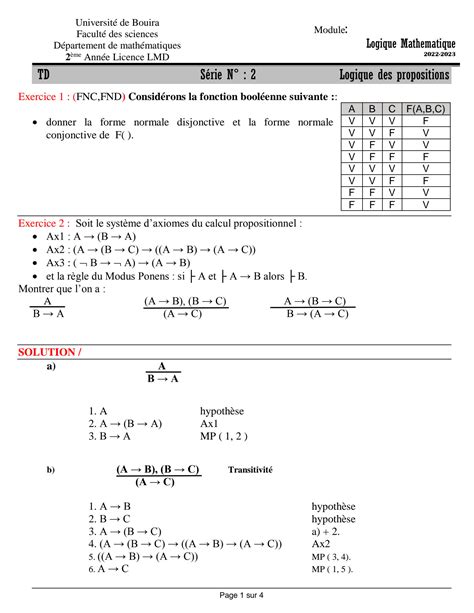 Solution Td Logique Mathematique Solution Studypool