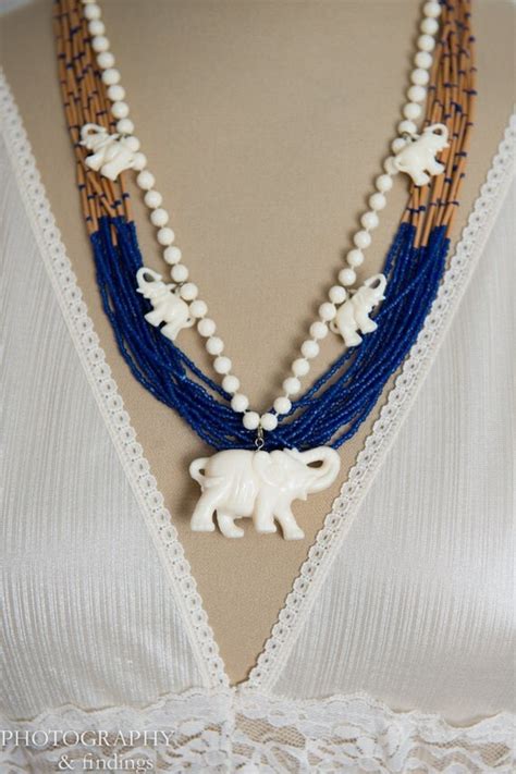 Items Similar To Sale Boho Tribal Elephant Beaded Necklace And Cobalt Beaded Necklace On Etsy