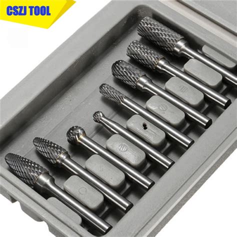 Juego De Brocas Rotativas De Carburo De Tungsteno Juego De 8 Piezas Doble Corte Grabado Cnc