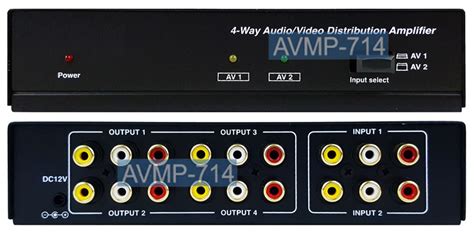 2 In 4 Out Composite Video Audio Splitter