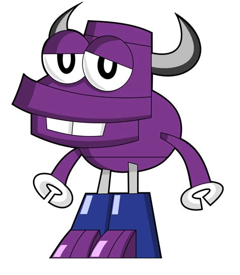 a purple cartoon character with horns and eyes