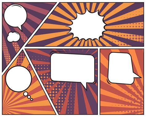 Comic Strip Speech Bubble And Expressions Template Pop Art Comic