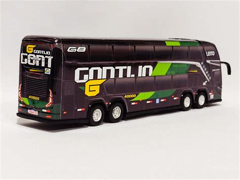 Miniatura ônibus Gontijo Unique G8 DD Preto 4 eixos 30 cm