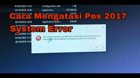 TUTORIAL CARA MENGATASI PES 2017 ERROR How To Fix System Error