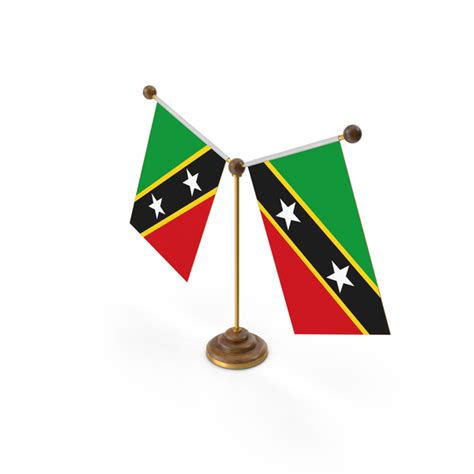 Saint Kitts And Nevis Country Y Shaped Double Table Flag Stand Png